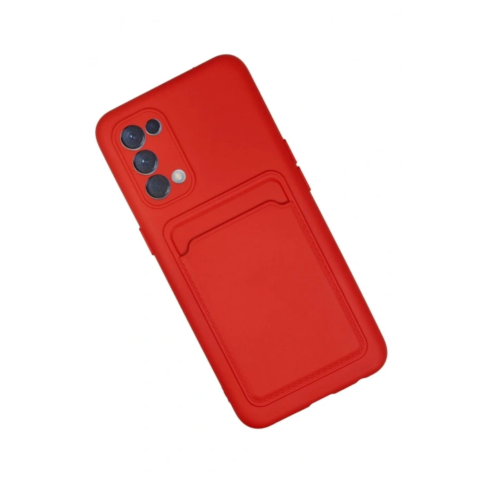 Oppo Reno 5 Kılıf Kelvin Kartvizitli Silikon - Kırmızı