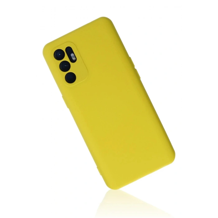 Oppo Reno 6 Kılıf Nano içi Kadife Silikon - Sarı1