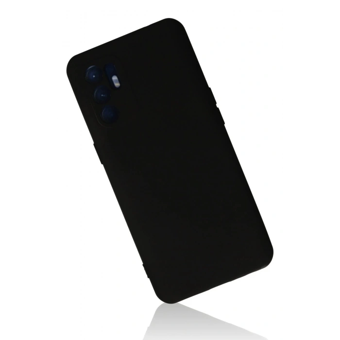 Oppo Reno 6 Kılıf Nano içi Kadife Silikon - Siyah