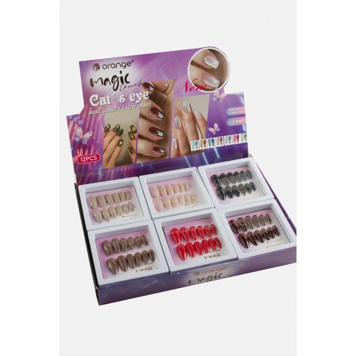 Orange Kedi Gözlü Takma Tırnak