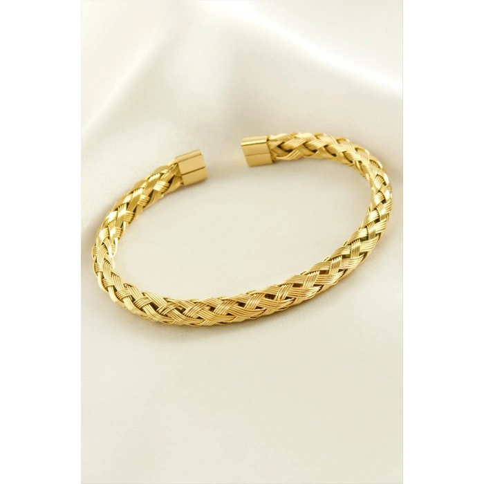 Örgülü Lüks Çelik Kelepçe Bileklik