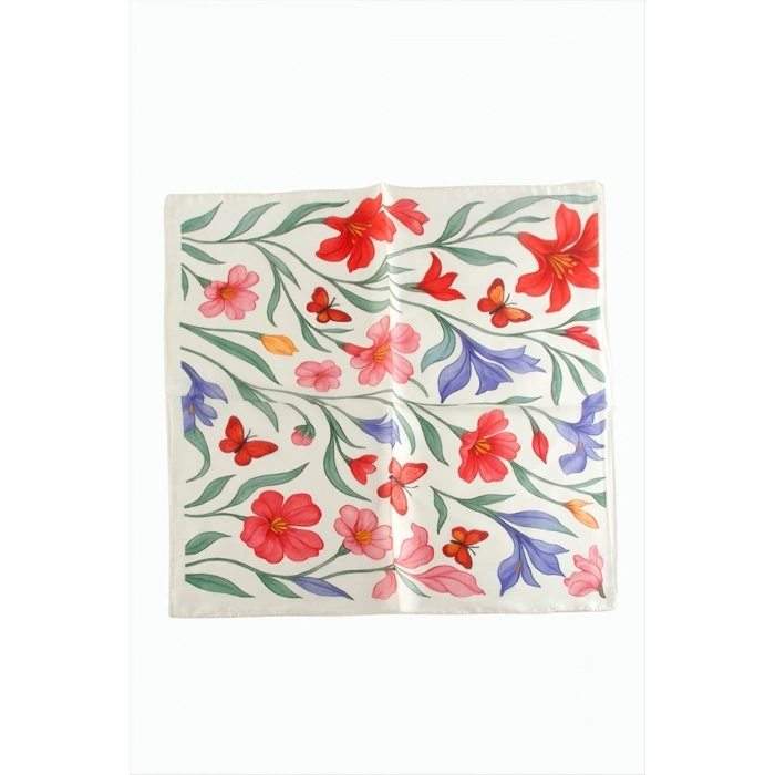 Orkide Desenli Zr Şifon Fular 50*50 cm