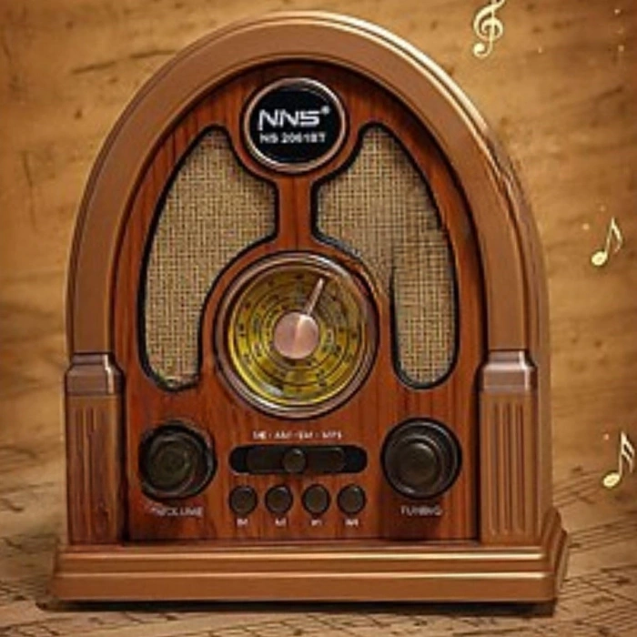 Orta Boy Kubbe Model Retro Ahşap Tasarım Bluetooth Hoparlörlü Radyo – FM/AM Destekli, Şarjlı ve Taşınabilir Radyo NS-7061 (4887)