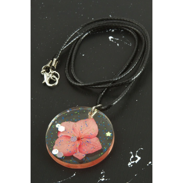 Ortanca Çiçek Epoksi Kolye