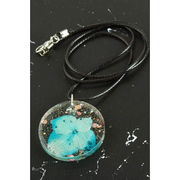 Ortanca Çiçek Epoksi Kolye