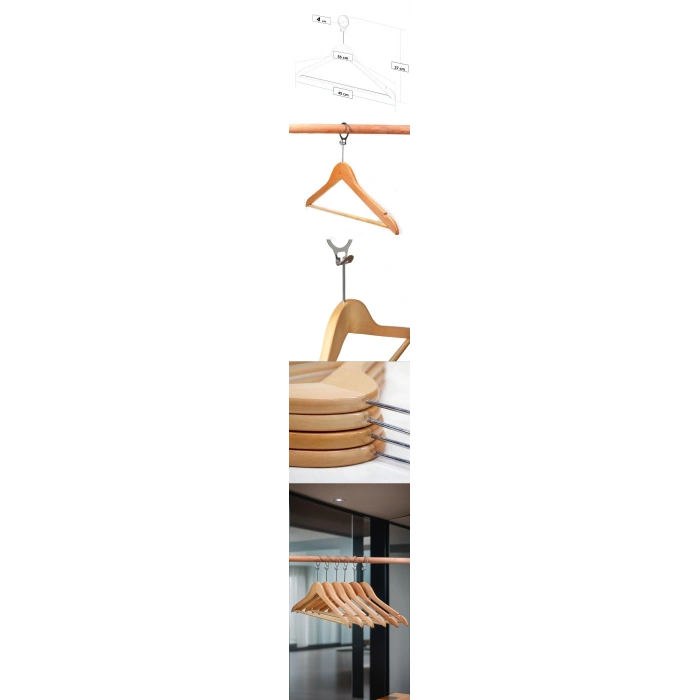 Otel Tip Askı 20 Li Set Ahşap Vincentis Devoto Design