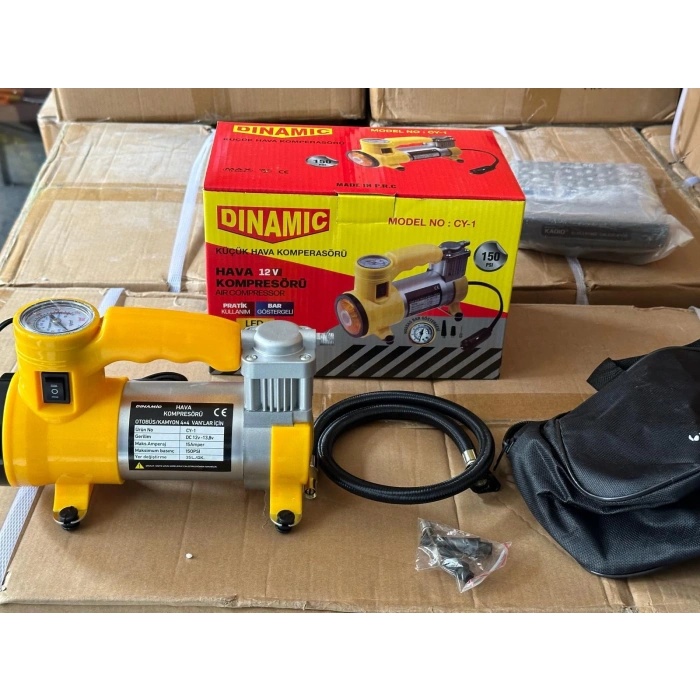 OTO - ARAÇ HAVA KOMPRESÖRÜ KAMYON - OTOBÜS - DC/12V-13.5V - 15Amp - 150PSI - BAR GÖSTERGE - LED AYDINLATMA CY-1  (4887)