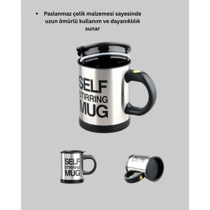 Otomatik Karıştıran Akıllı Kupa – Paslanmaz Çelik, Isı Korumalı