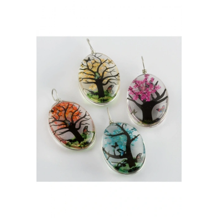 Oval Canlı Kolye Ucu 3 cm