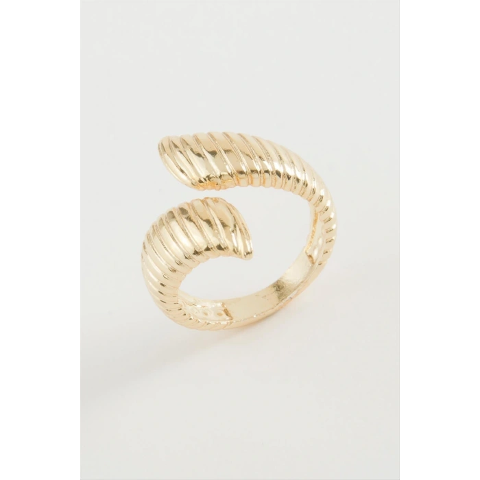 Oval Çizgili Metal Yüzük