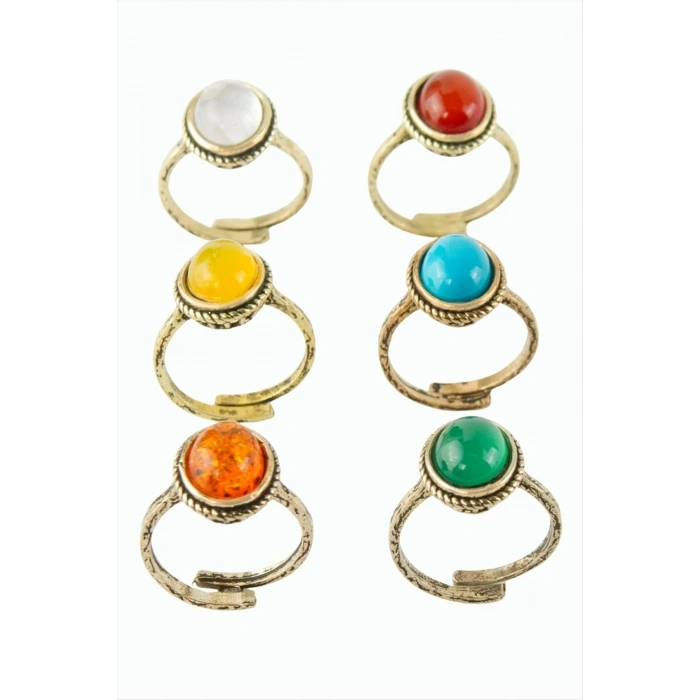 Oval Doğaltaşlı Otantik Yüzük