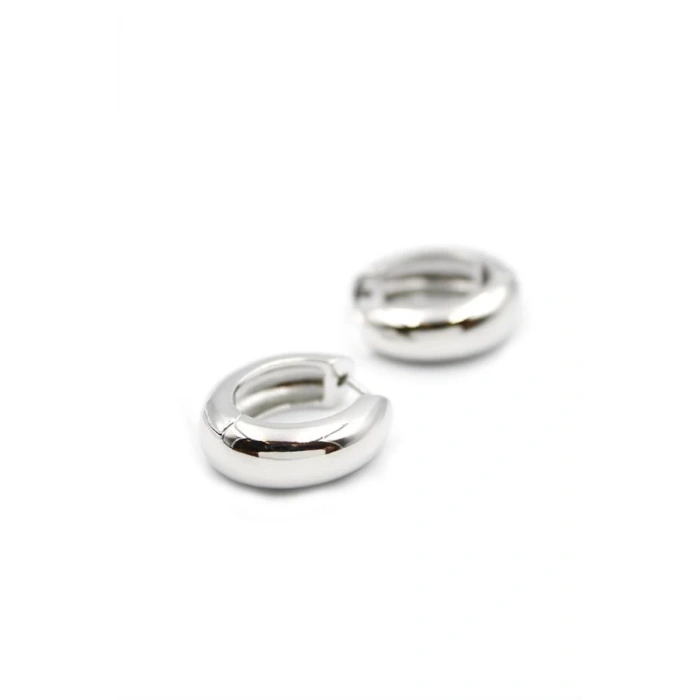 Oval Halka Küpe - Gümüş