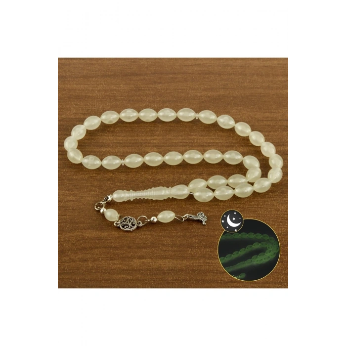 Oval Kesim Tombul Fosforlu Tesbih 8*10 mm