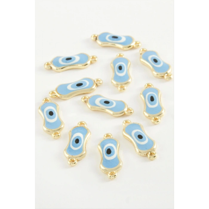 Oval Nazar Çift Kulplu Mineli Bileklik ve Kolye Ucu Aparatı 1 Adet