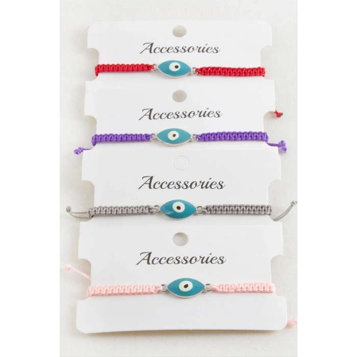 Oval Nazar Makrome Örgülü Bileklik