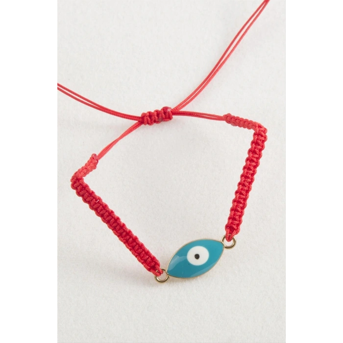 Oval Nazar Makrome Örgülü Bileklik