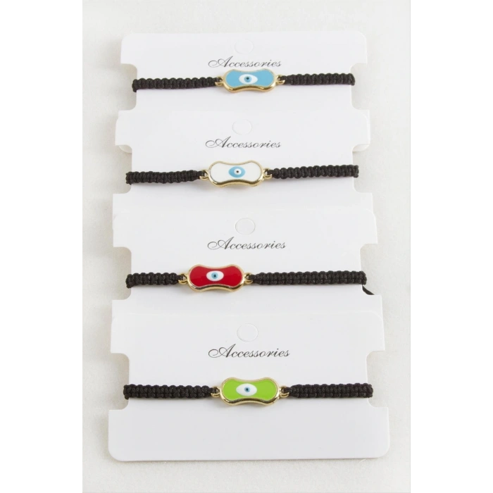 Oval Nazar Makrome Örgülü Bileklik