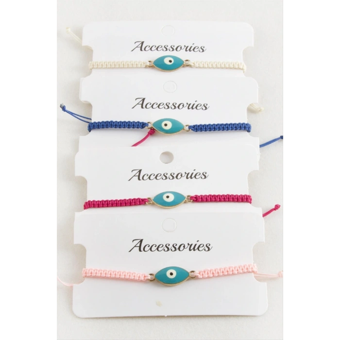 Oval Nazar Makrome Örgülü Bileklik