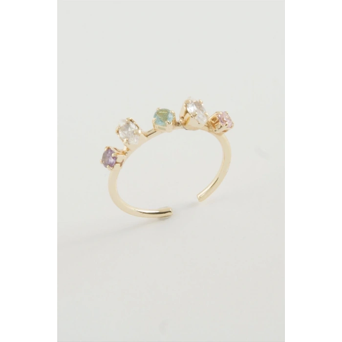 Oval Renkli Taşlı Yüzük