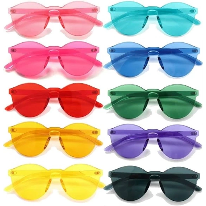 Oval Şekilli Çerçevesiz Parti Gözlüğü 6 Renk 6 Adet (4887)