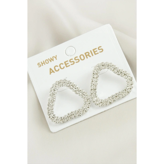 Oval Suyolu Taşlı Küpe