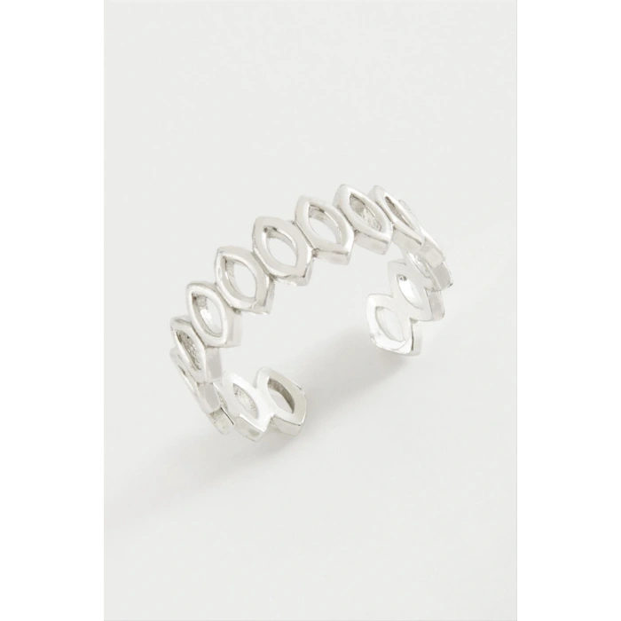 Oval Zincir Desenli Metal Yüzük