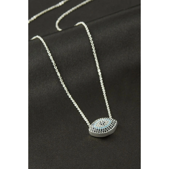 Oval Zirkon Taşlı Kolye