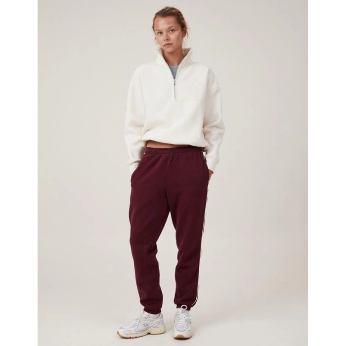 Oversize Yarım Farmuarlı Yakalı Basic SweatShirt - Beyaz -