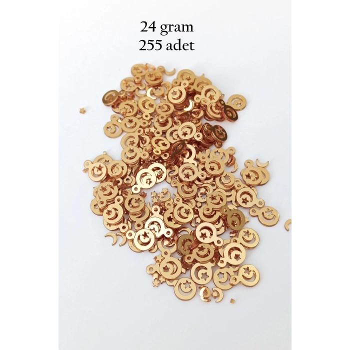 Oya Abiye Bileklik Kolye Pleksi Metalik Plastik Pul Altın Renk 24 gram 255 adet - BNC543
