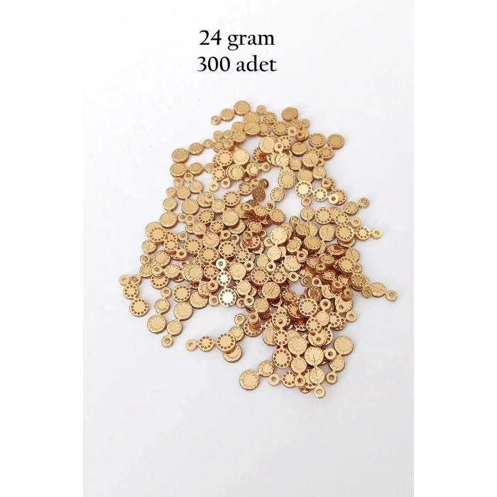 Oya Abiye Bileklik Kolye Pleksi Metalik Plastik Pul Altın Renk 24 gram 300 adet - BNC558