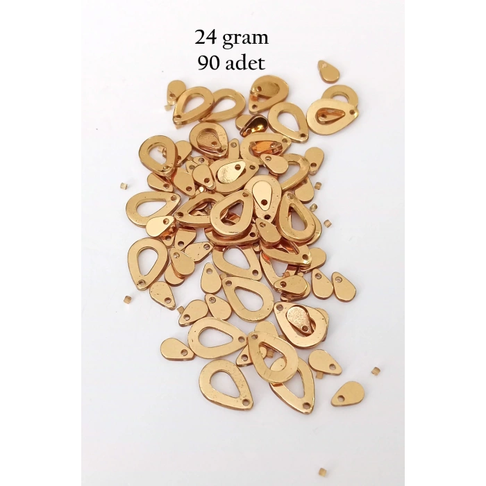 Oya Abiye Bileklik Kolye Pleksi Metalik Plastik Pul Altın Renk 24 gram 90 adet - BNC556