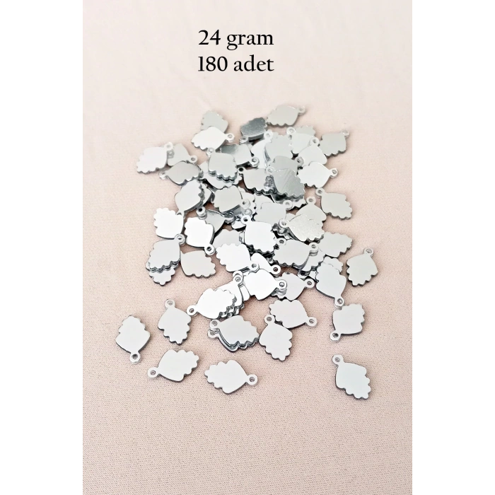 Oya Abiye Bileklik Kolye Pleksi Metalik Plastik Pul Gümüş Renk 24 gram 180 adet - BNC564