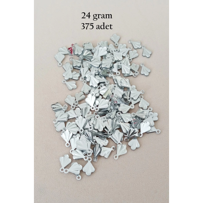 Oya Abiye Bileklik Kolye Pleksi Metalik Plastik Pul Gümüş Renk 24 gram 375 adet - BNC587