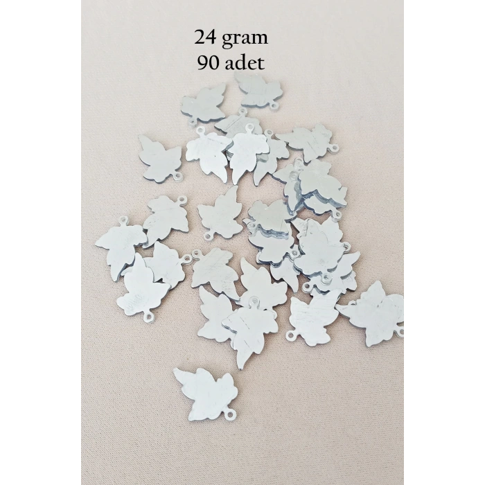 Oya Abiye Bileklik Kolye Pleksi Metalik Plastik Pul Gümüş Renk 24 gram 90 adet - BNC592