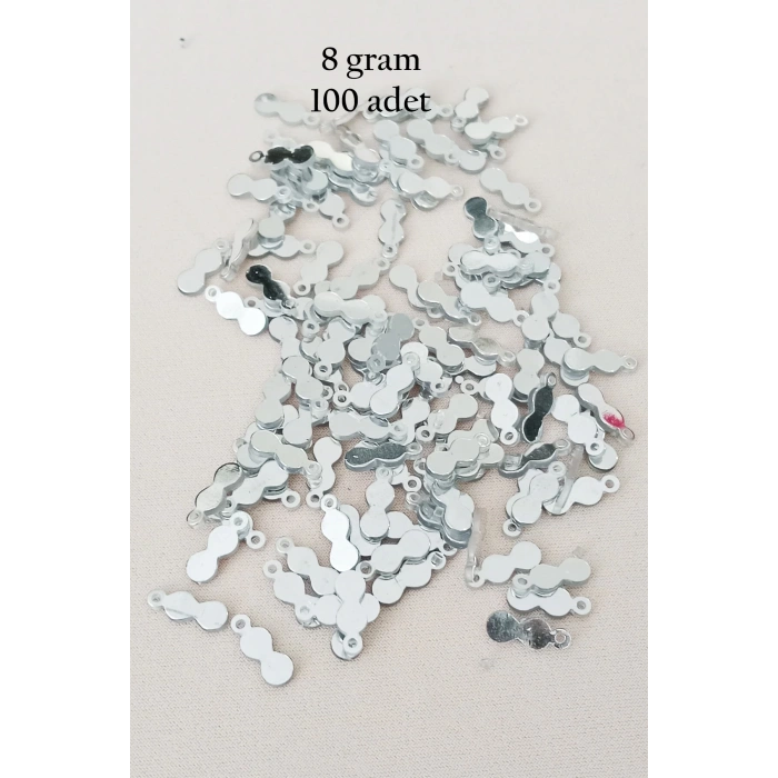 Oya Abiye Bileklik Kolye Pleksi Metalik Plastik Pul Gümüş Renk 8 gram 100 adet - BNC508