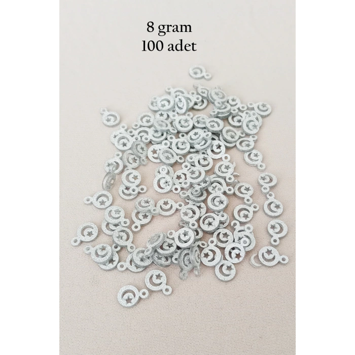 Oya Abiye Bileklik Kolye Pleksi Metalik Plastik Pul Gümüş Renk 8 gram 100 adet - BNC516