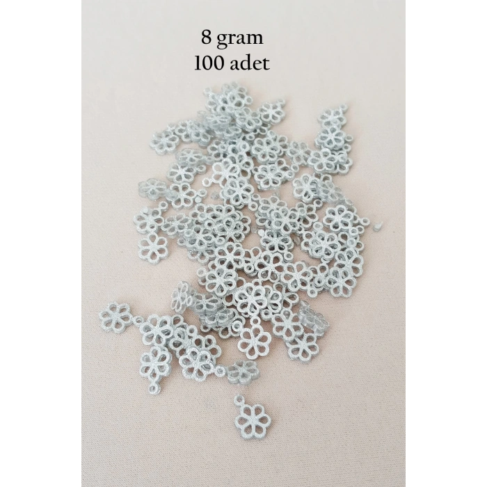 Oya Abiye Bileklik Kolye Pleksi Metalik Plastik Pul Gümüş Renk 8 gram 100 adet - BNC528