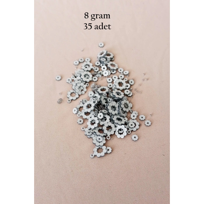 Oya Abiye Bileklik Kolye Pleksi Metalik Plastik Pul Gümüş Renk 8 gram 35 adet - BNC501