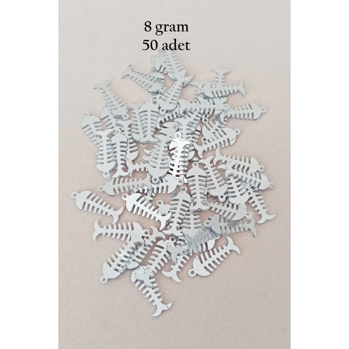 Oya Abiye Bileklik Kolye Pleksi Metalik Plastik Pul Gümüş Renk 8 gram 50 adet - BNC529