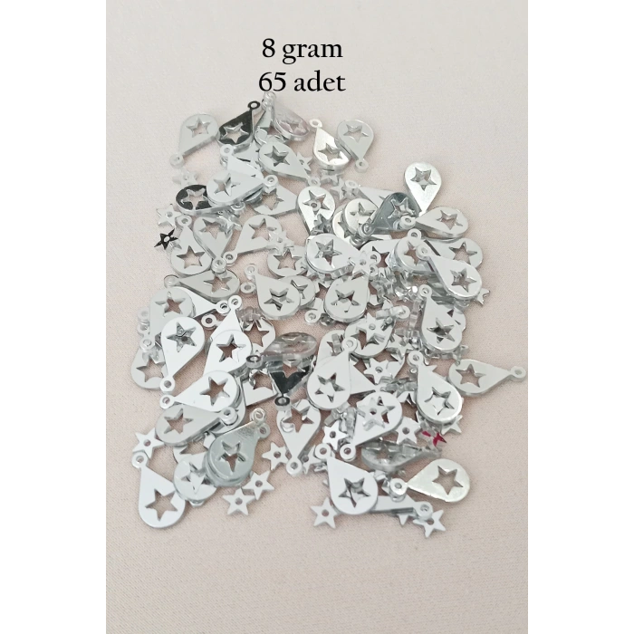 Oya Abiye Bileklik Kolye Pleksi Metalik Plastik Pul Gümüş Renk 8 gram 65 adet - BNC521