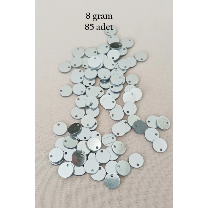 Oya Abiye Bileklik Kolye Pleksi Metalik Plastik Pul Gümüş Renk 8 gram 85 adet - BNC523