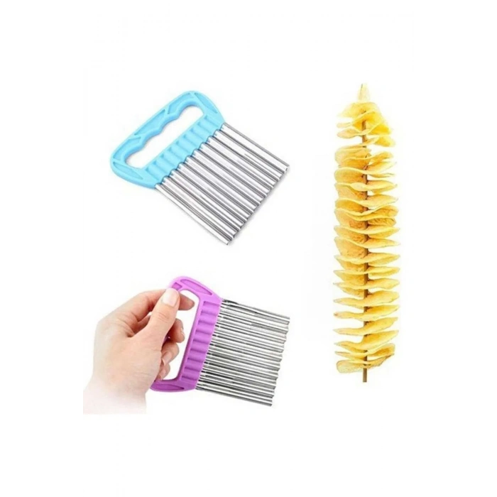 Özel Tutacaklı Şekilli Sebze Ve Meyve Kesme Aleti Cips Doğrayıcı -35126