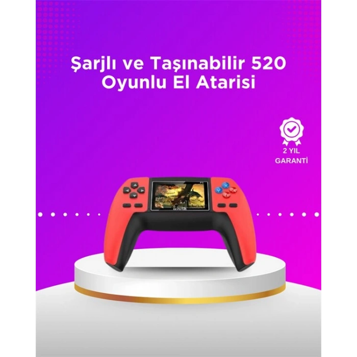P5 Taşınabilir Retro Konsol – 520 Oyun Ergonomik Tasarım Nostaljik Eğlence