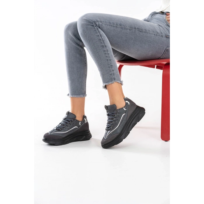 Paloma Beyaz Gri Bağcıklı Spor Ayakkabı