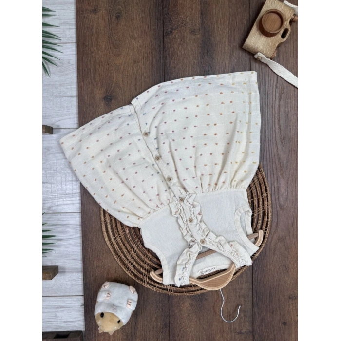 Pamuk Keten Diz Altı Kız Bebek Elbise