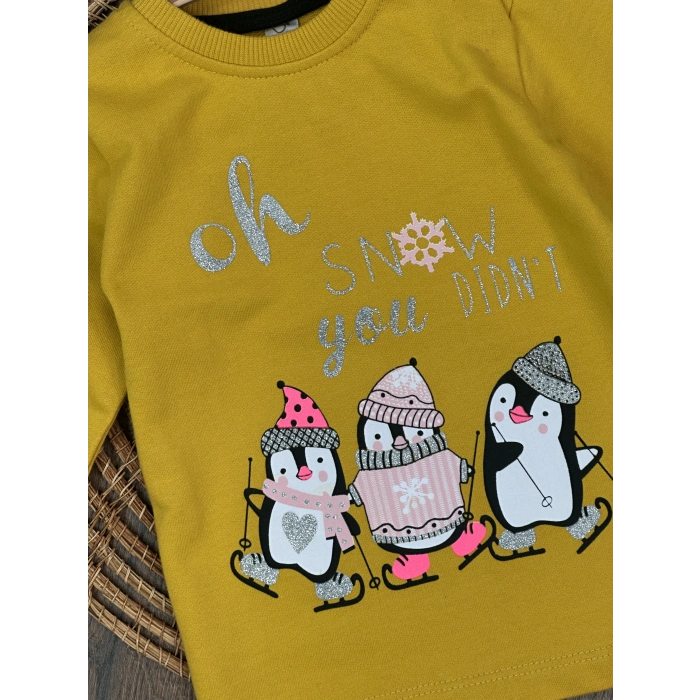 Pamuklu Bisiklet Yaka Kız Bebek Tek Üst