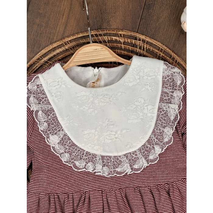 Pamuklu Çizgili Kız Çocuk Elbise