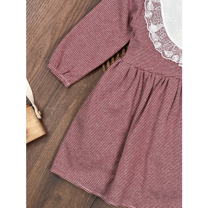 Pamuklu Çizgili Kız Çocuk Elbise