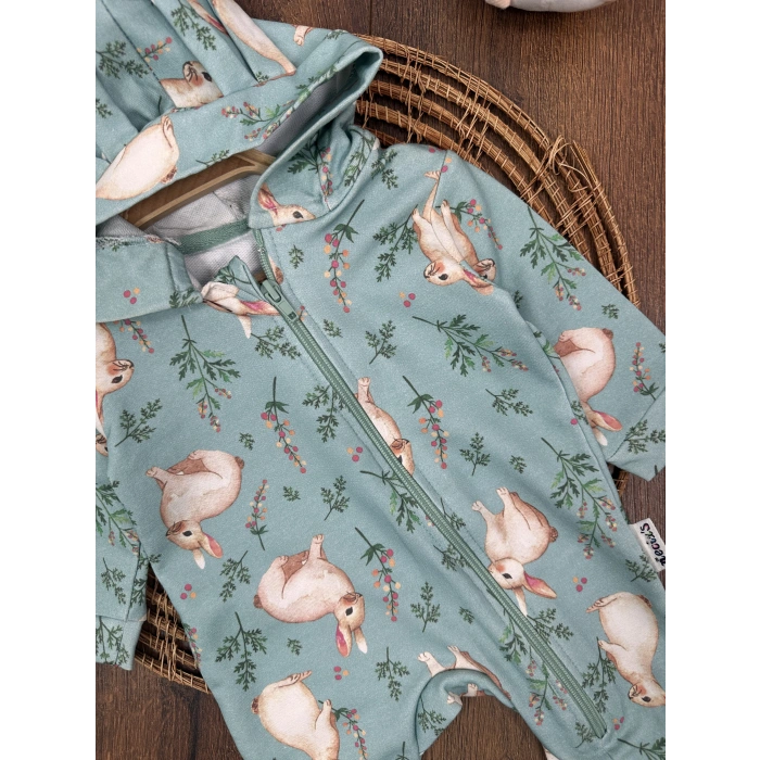 Pamuklu Kapüşonlu Kiz Bebek Tek Parça Tulum