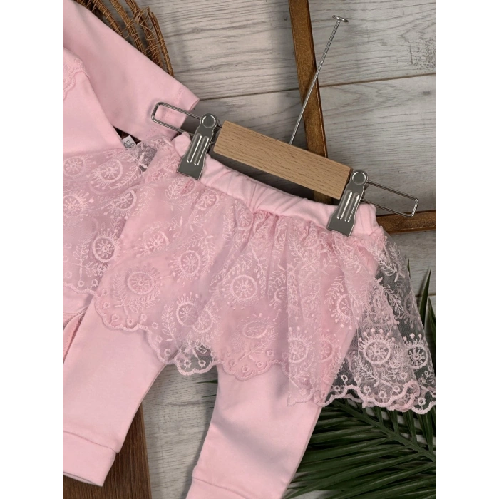 Pamuklu Uzun Kollu Kız Bebek 2li Takım